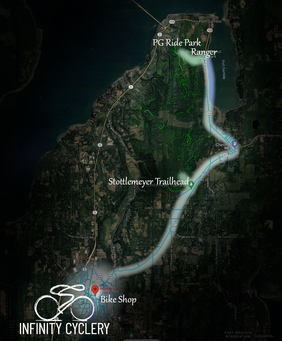 Infinity Cyclery map to Port Gamble trails